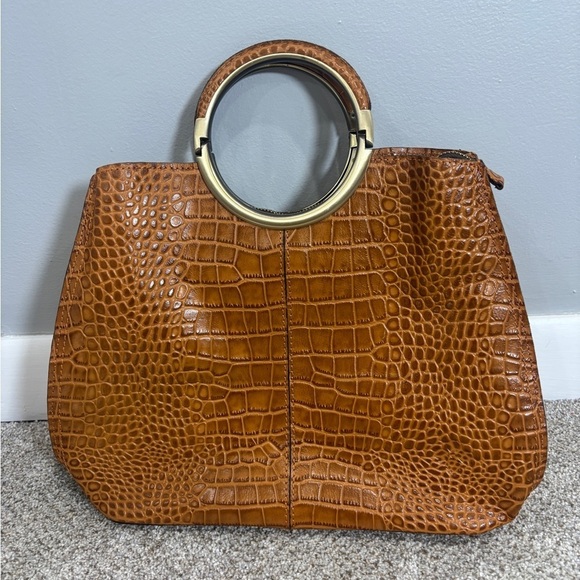 Patricia Nash Arenzano Leather Double Ring Shopper Designer Luxury Animal Print